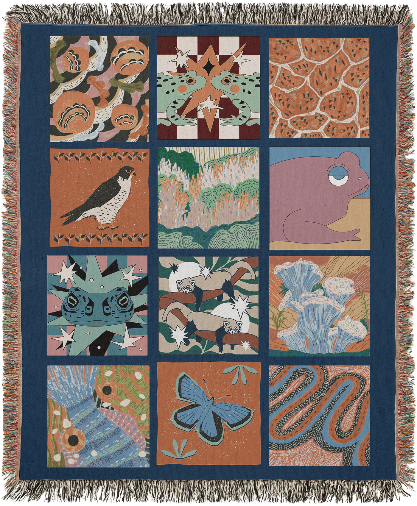 Whimsical Tile Woven Throw Blanket