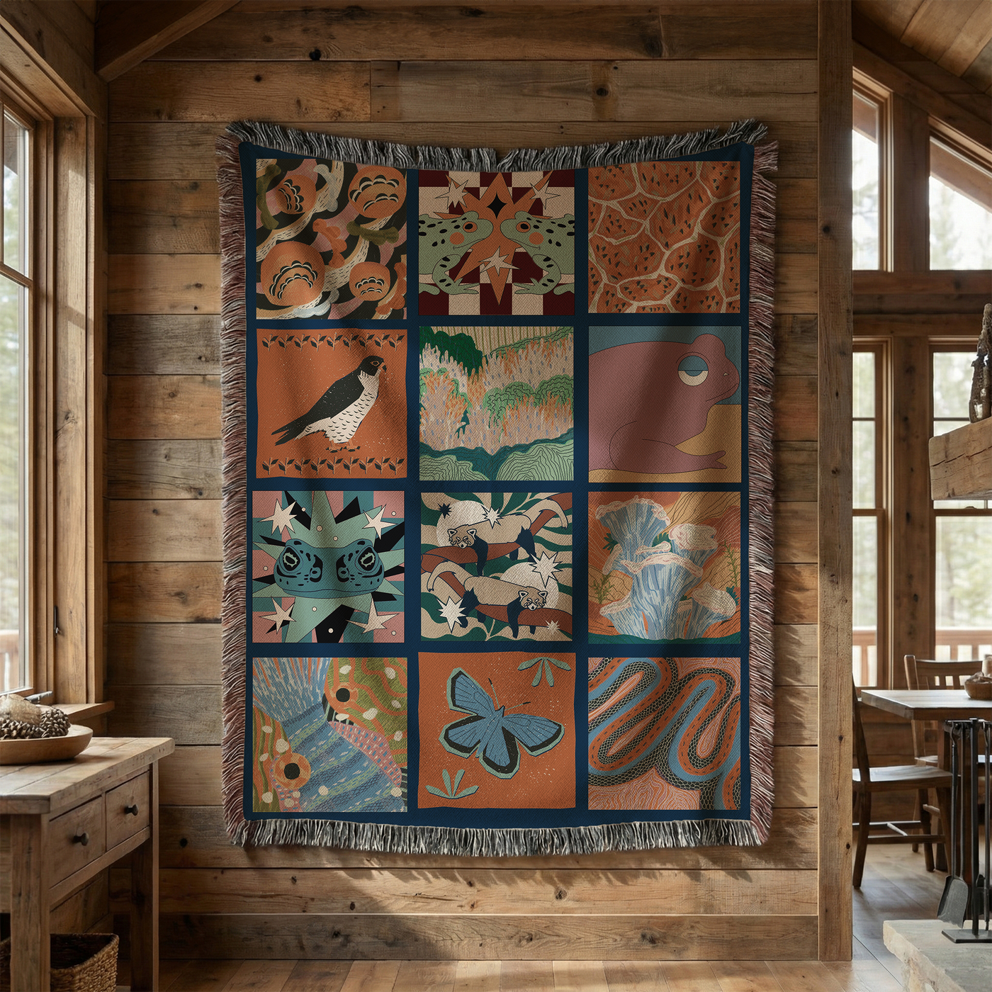 Whimsical Tile Woven Throw Blanket