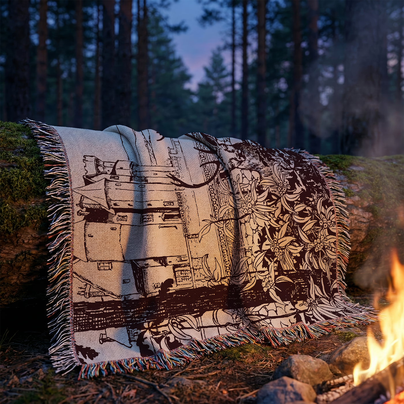 Curious Stag Woven Throw Blanket