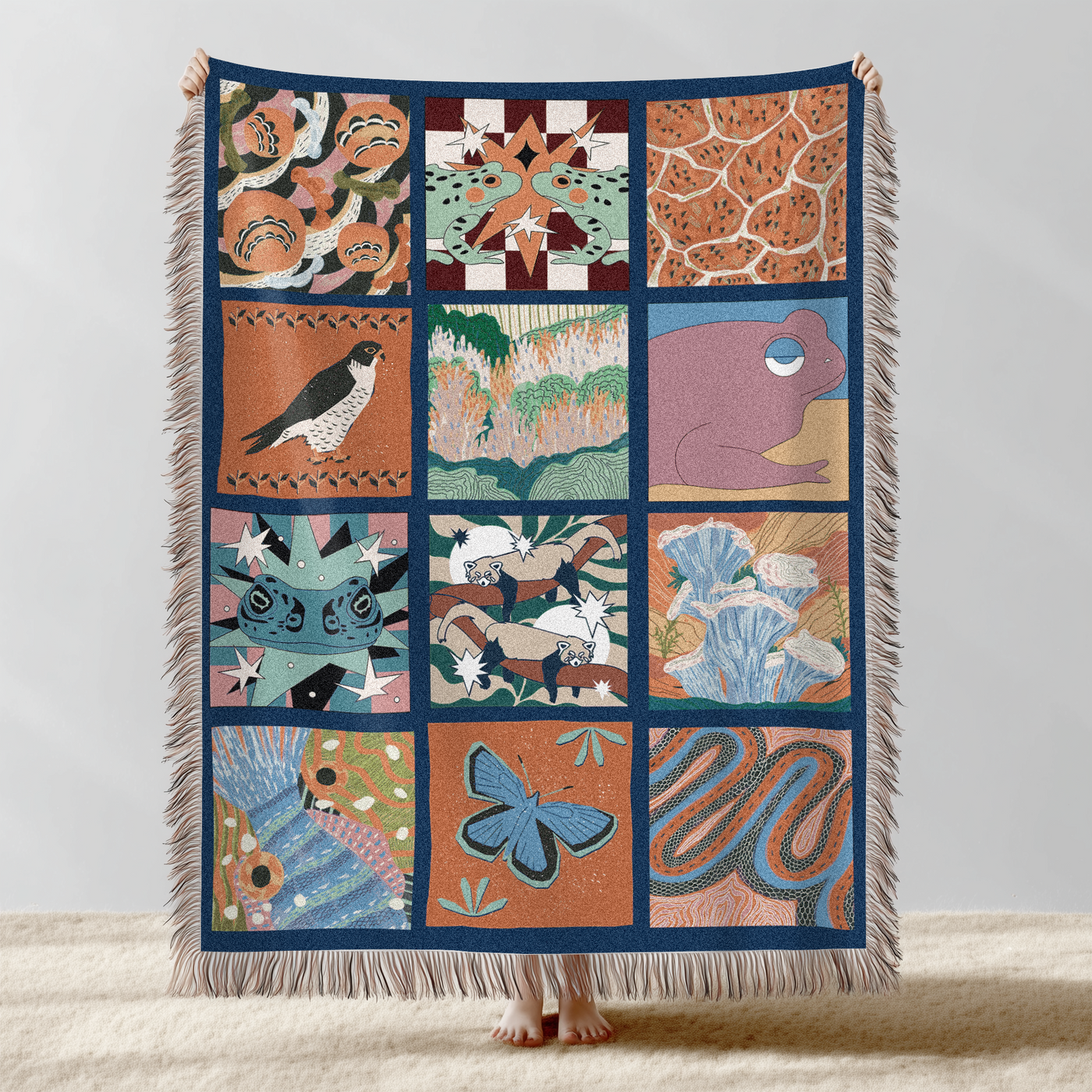 Whimsical Tile Woven Throw Blanket