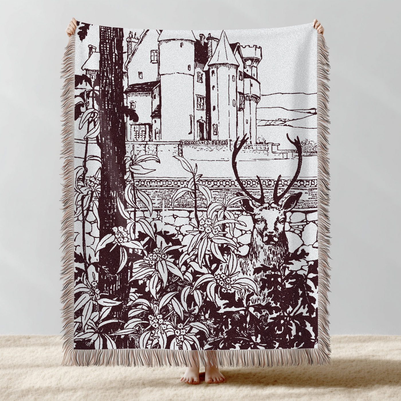 Curious Stag Woven Throw Blanket