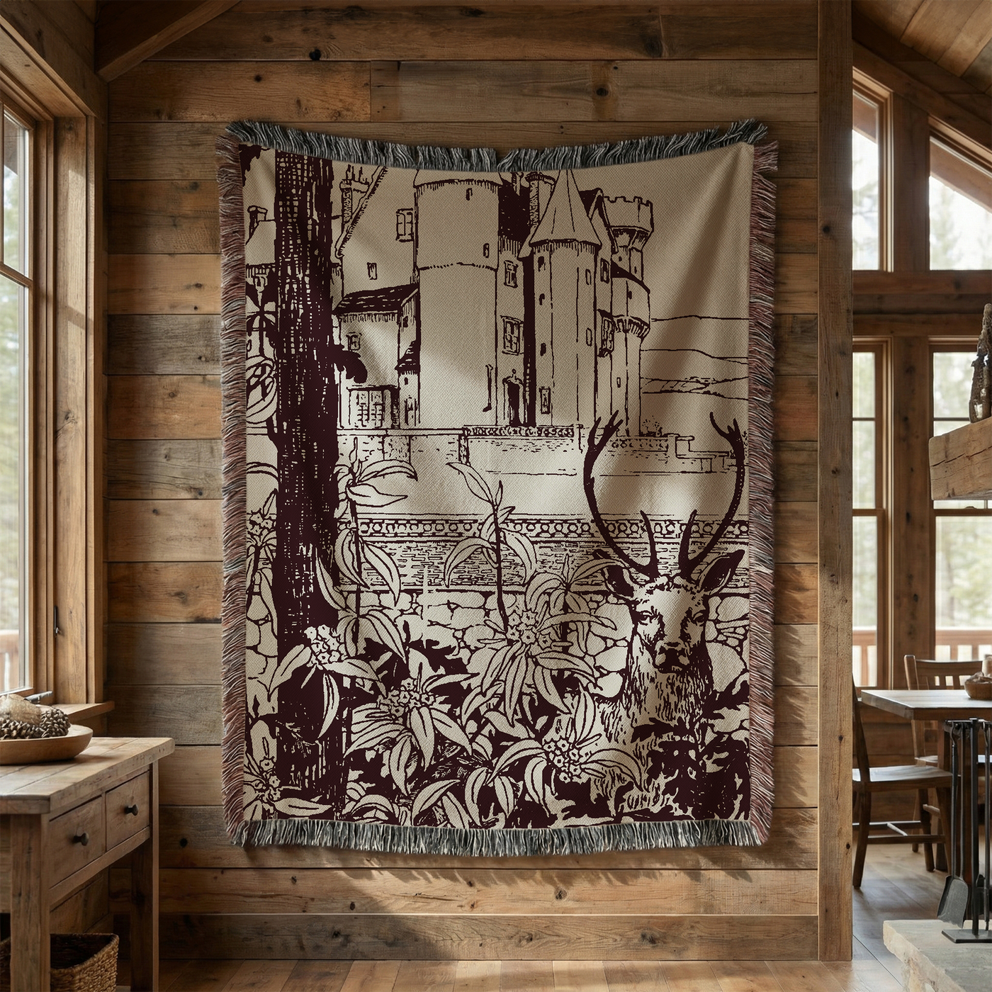 Curious Stag Woven Throw Blanket