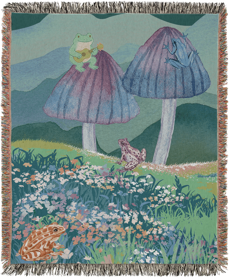 Mushroom Meadow Woven Throw Blanket